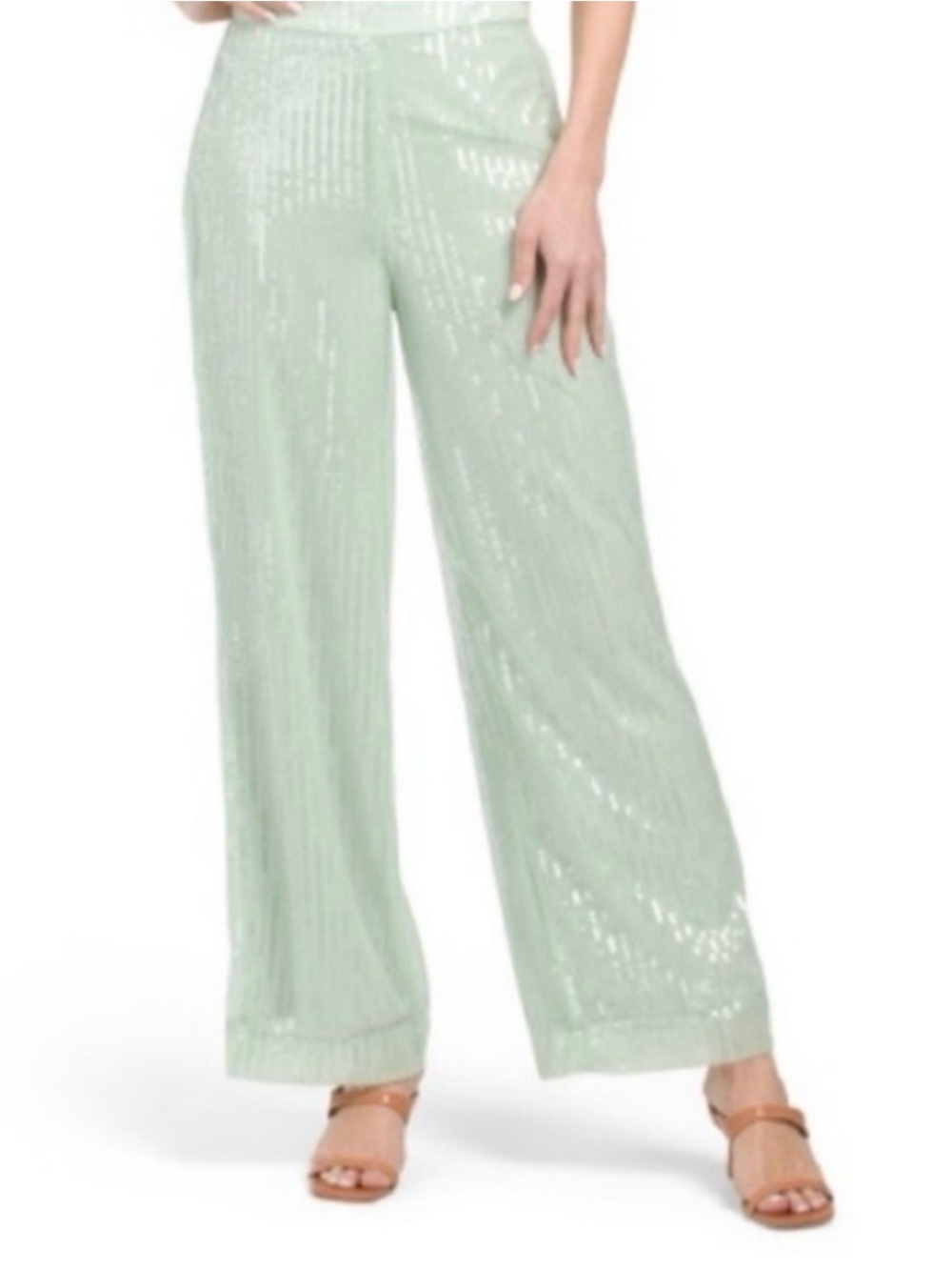 House of Harlow 1960 Mint Green Sequin Wide Leg Pants Size 6
